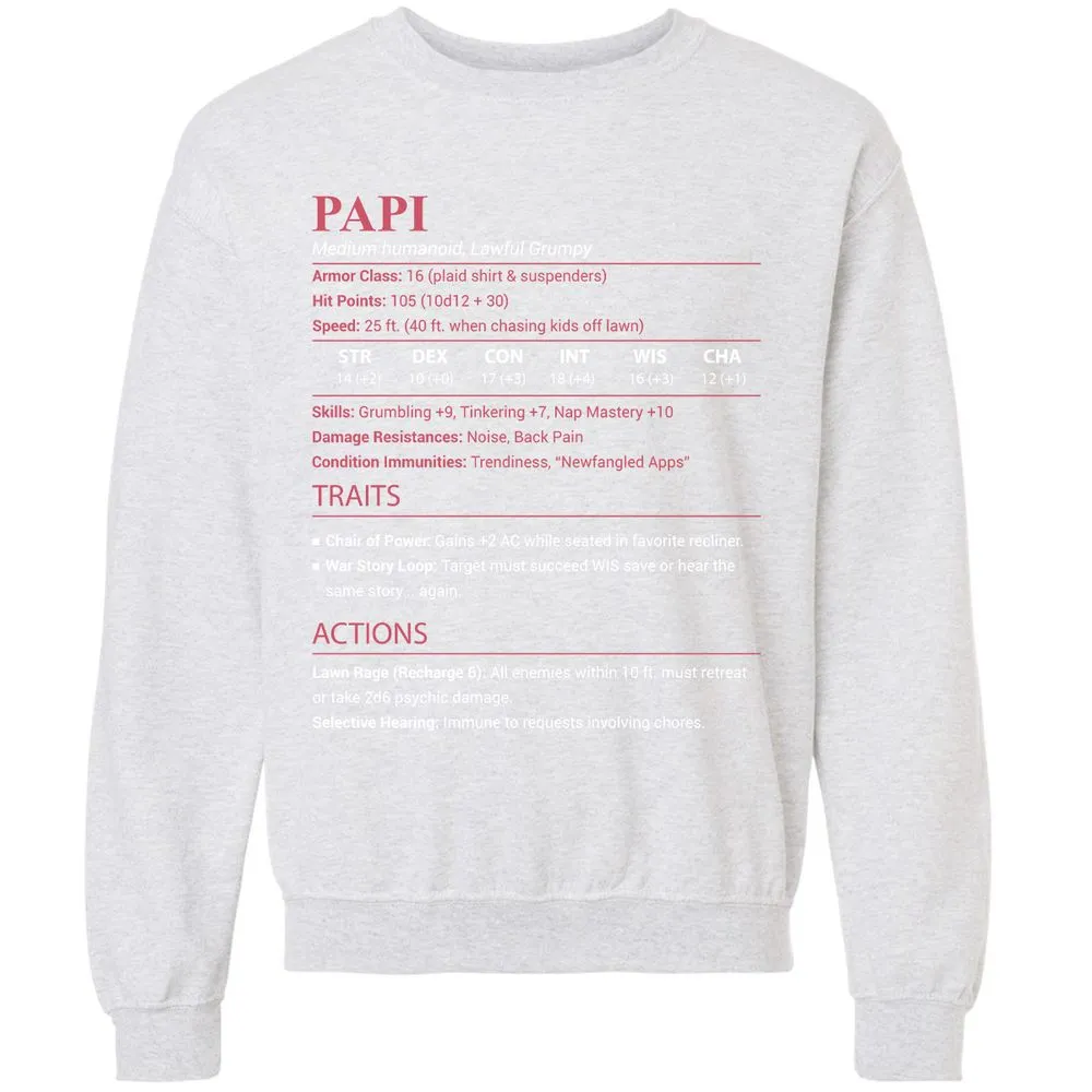 Papi Stats Classic Unisex Sweatshirt - Ash - 16