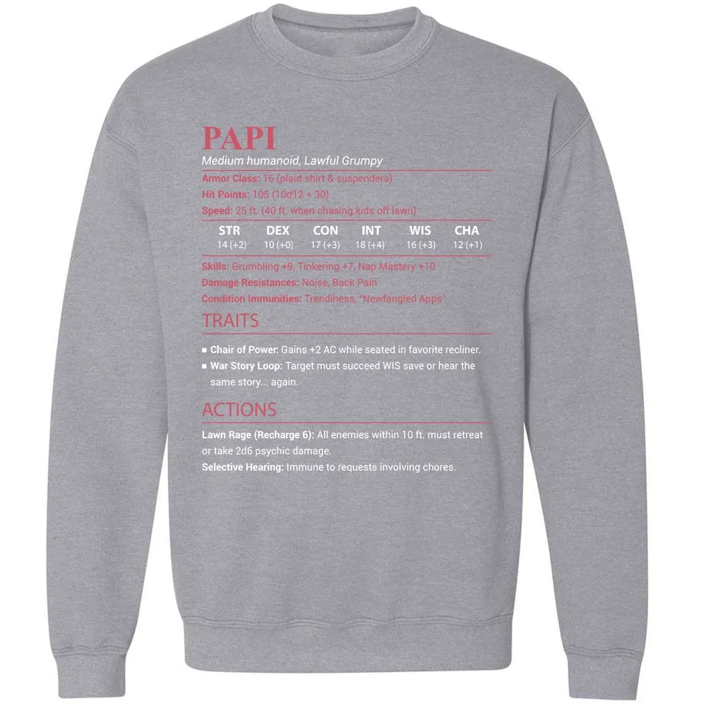 Papi Stats Classic Unisex Sweatshirt - Sport Grey - 17