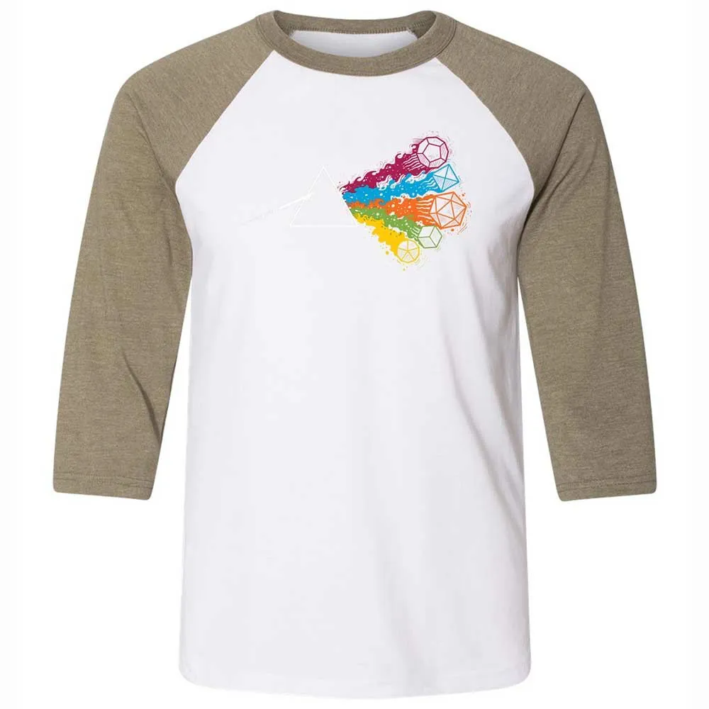 Dark Side Of The Dices Unisex 3/4 Baseball Tee - White/Heather Olive - 4
