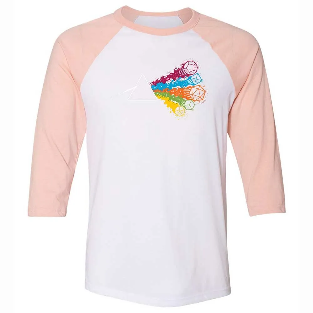 Dark Side Of The Dices Unisex 3/4 Baseball Tee - White/Heather Peach - 5