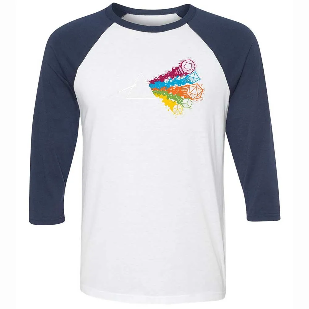 Dark Side Of The Dices Unisex 3/4 Baseball Tee - White/Navy - 8