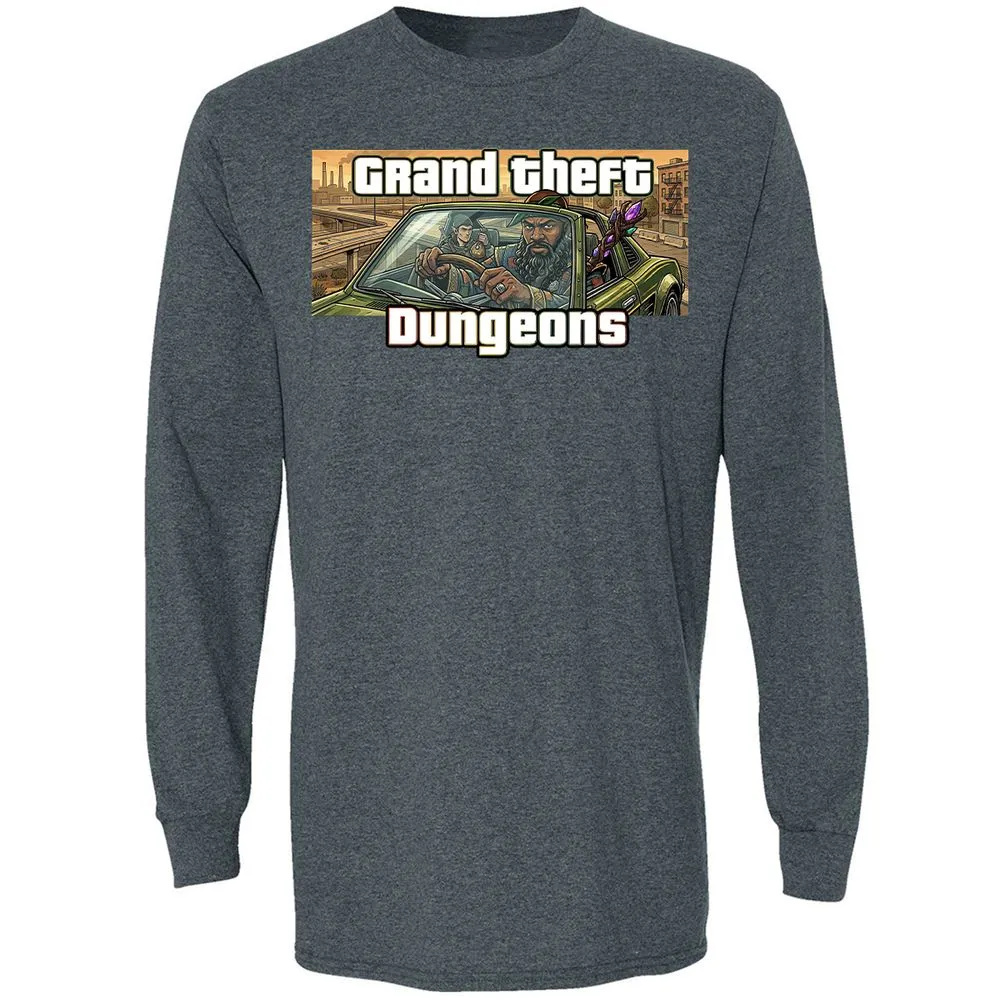 Grand Theft Dungeons Long Sleeve T-Shirt - Dark Heather - 5