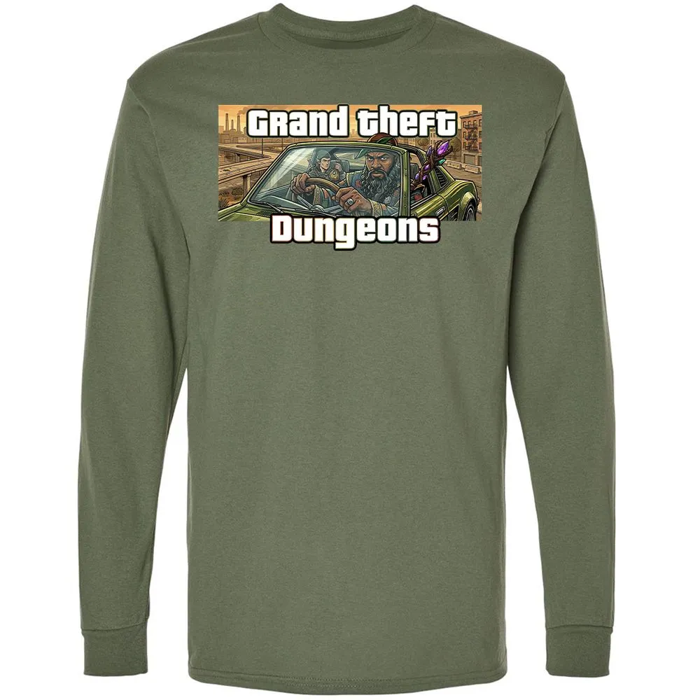 Grand Theft Dungeons Long Sleeve T-Shirt - Military Green - 9