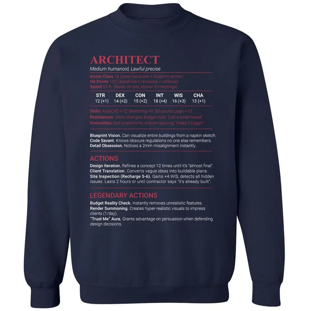 Architect Stats Classic Unisex Sweatshirt - Navy - 2