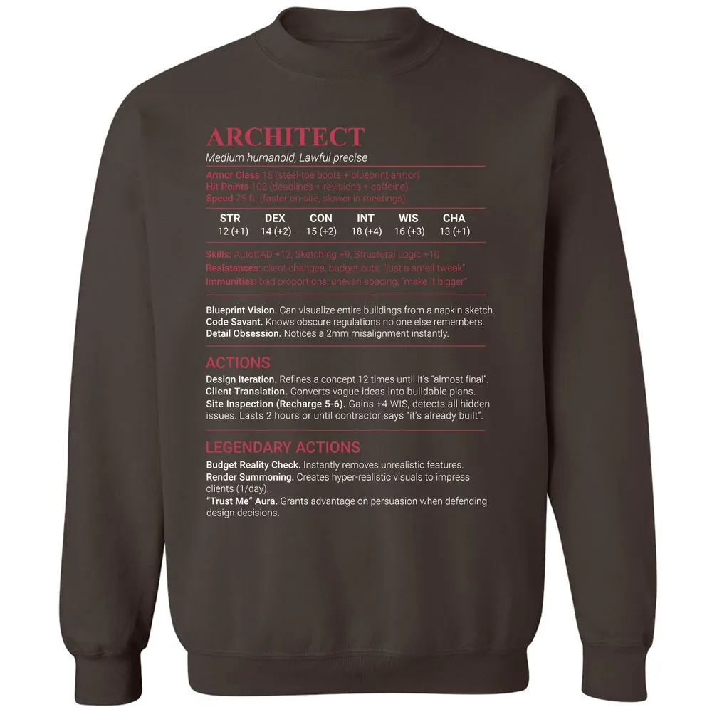 Architect Stats Classic Unisex Sweatshirt - Dark Chocolate - 4