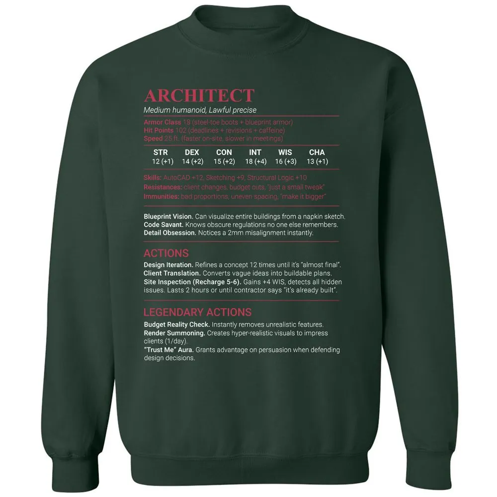 Architect Stats Classic Unisex Sweatshirt - Forest Green - 5