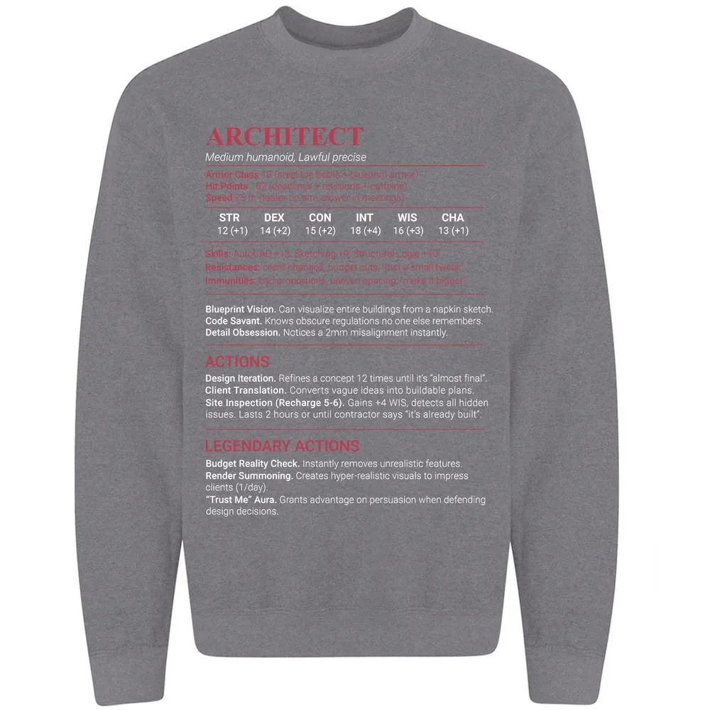 Architect Stats Classic Unisex Sweatshirt - Graphite Heather - 7