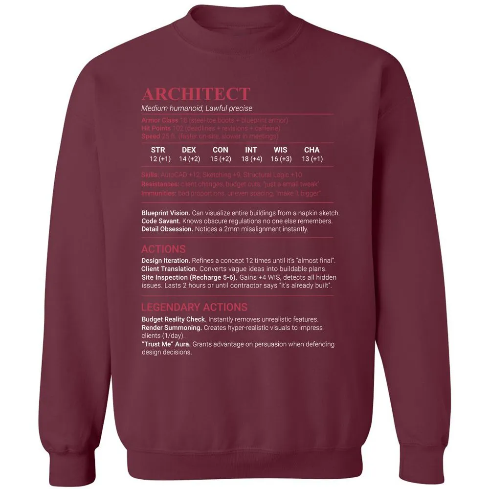 Architect Stats Classic Unisex Sweatshirt - Maroon - 8
