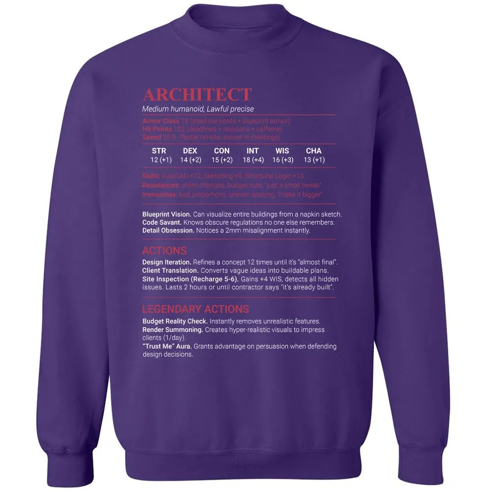 Architect Stats Classic Unisex Sweatshirt - Purple - 11