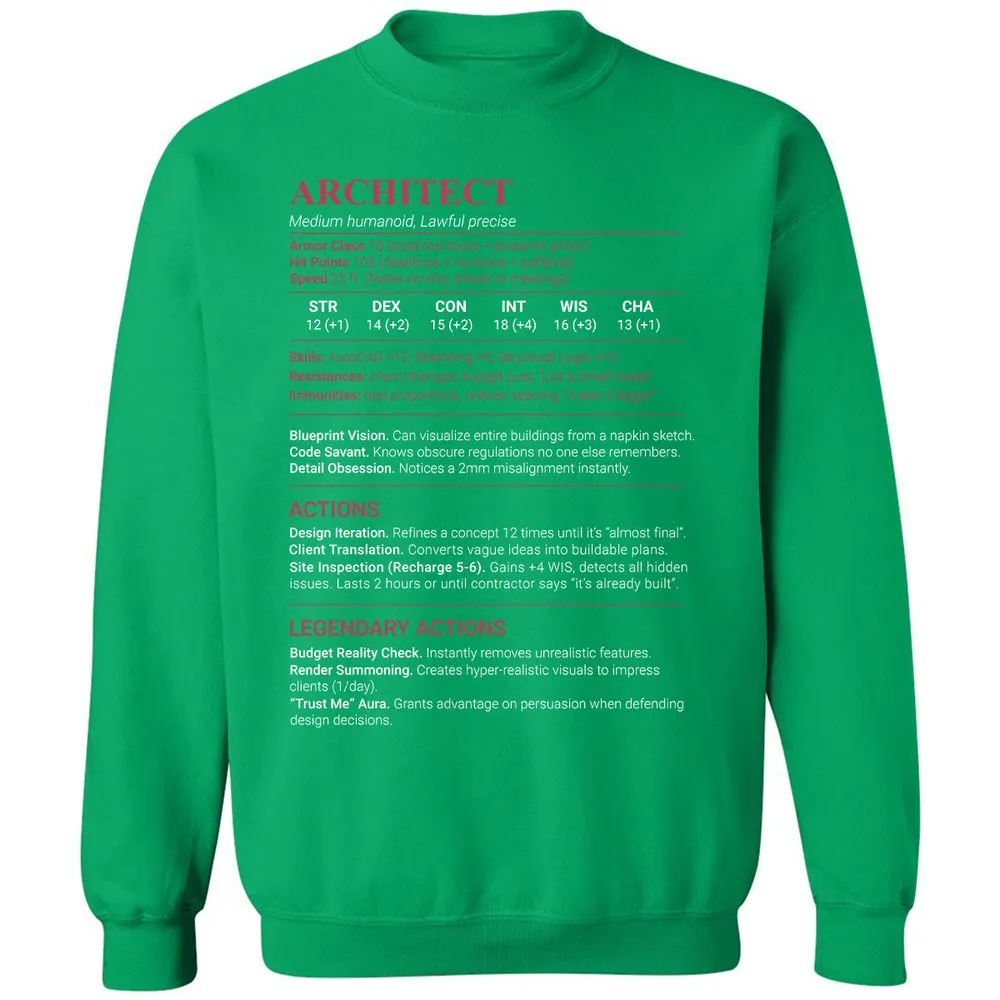 Architect Stats Classic Unisex Sweatshirt - Irish Green - 13