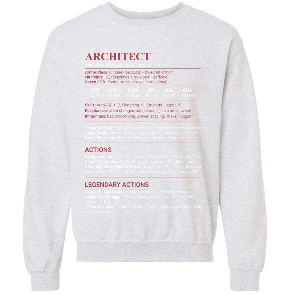 Architect Stats Classic Unisex Sweatshirt - Ash - 16