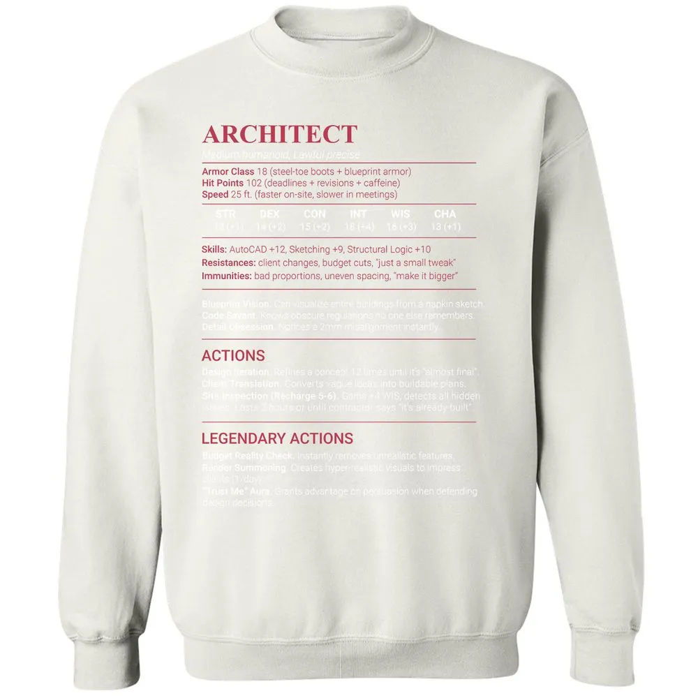 Architect Stats Classic Unisex Sweatshirt - White - 18