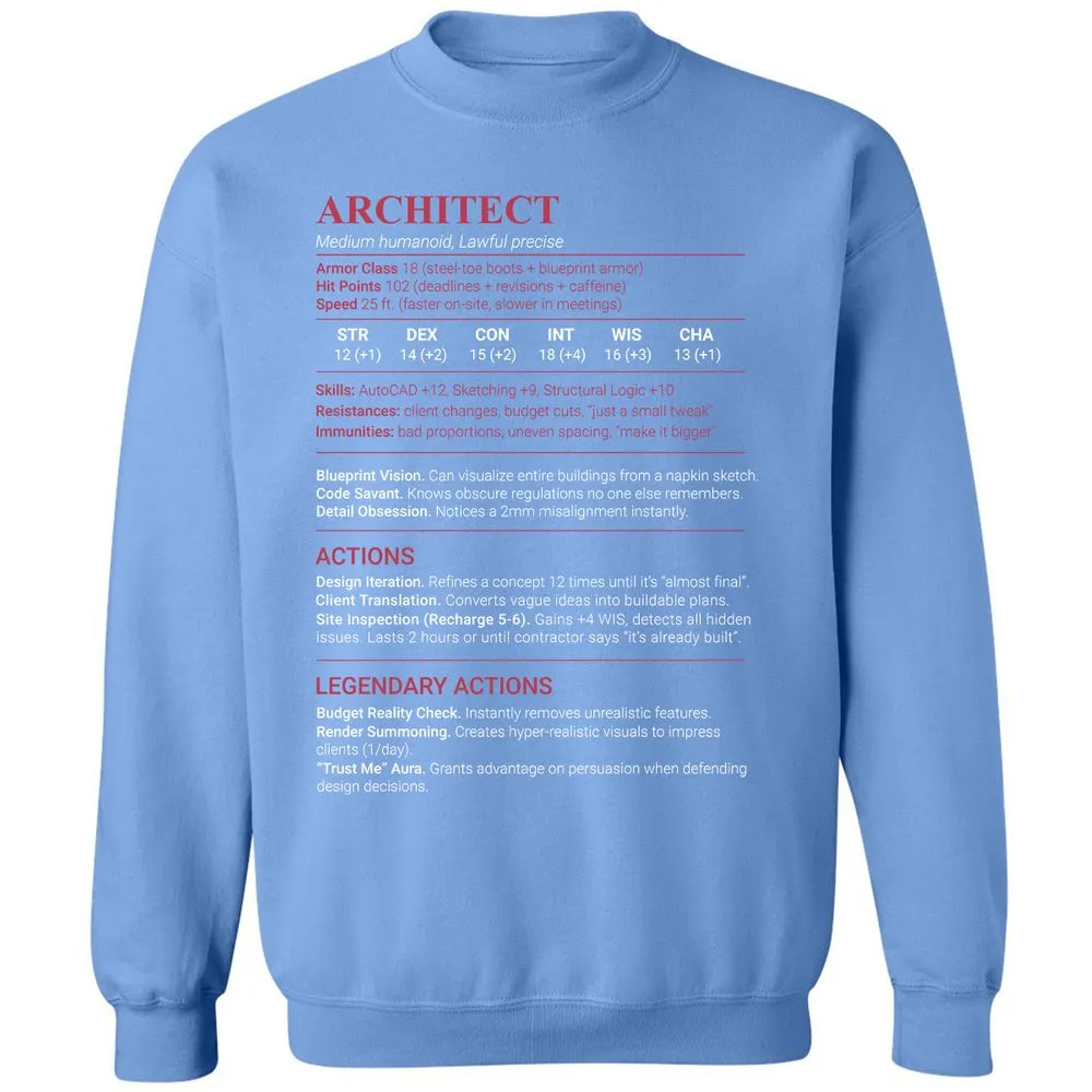 Architect Stats Classic Unisex Sweatshirt - Carolina Blue - 20