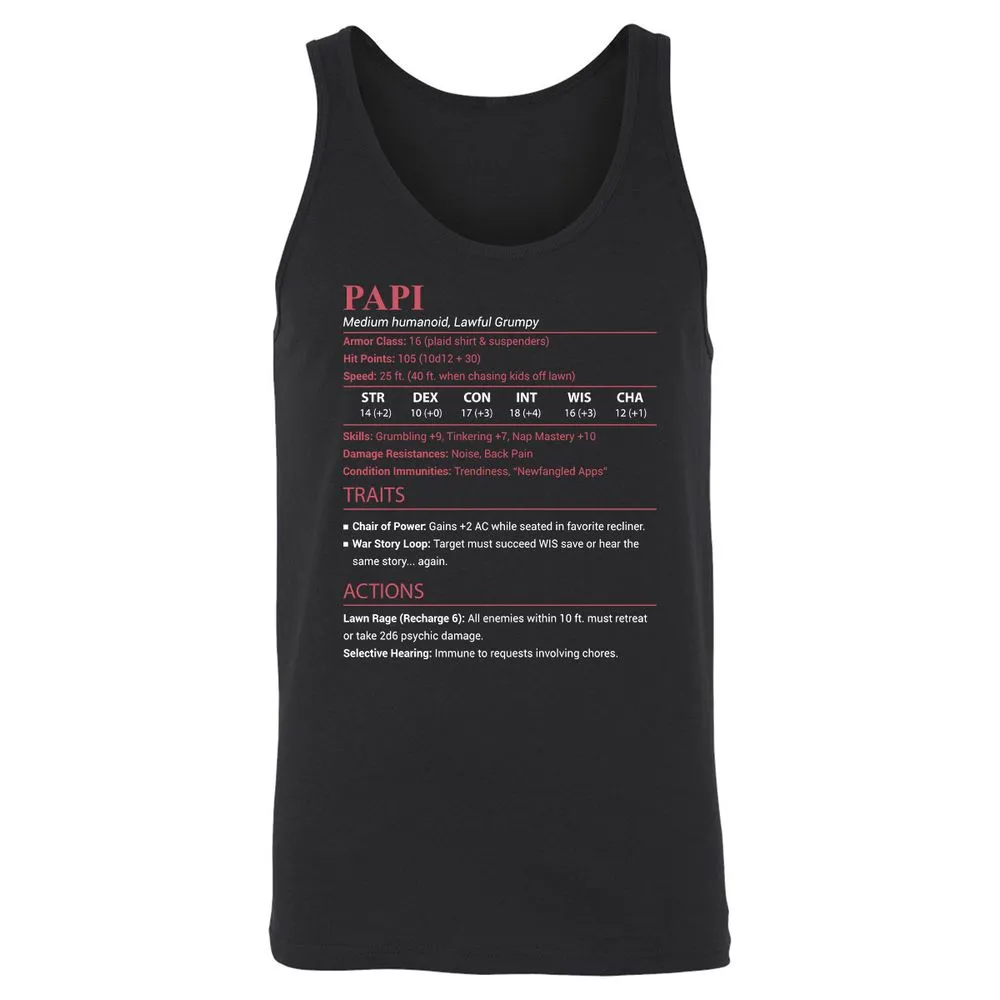 Papi Stats Unisex Jersey Tank - Black - 1