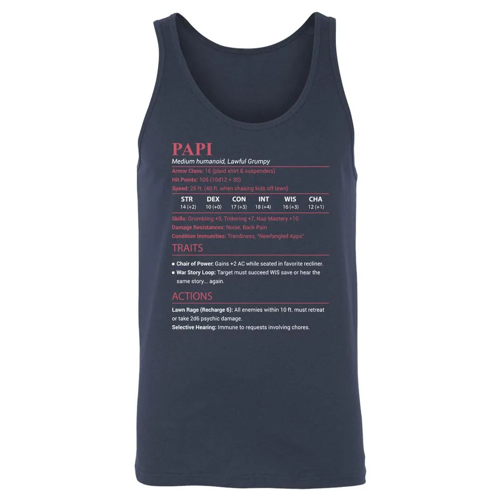 Papi Stats Unisex Jersey Tank - Navy - 2