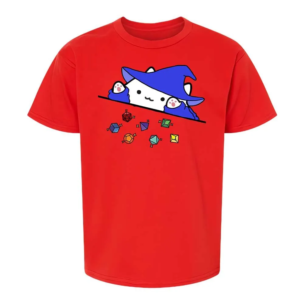Cat Throws Dices Kids T-Shirt - Red - 6