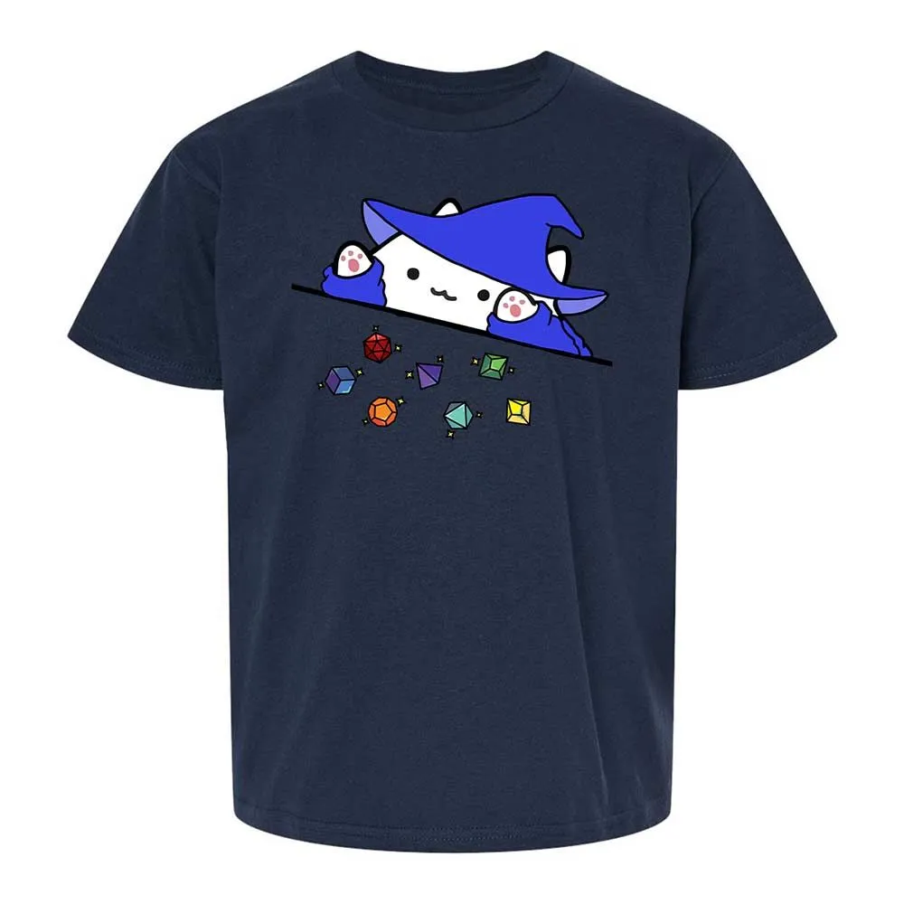 Cat Throws Dices Kids T-Shirt - Navy - 8