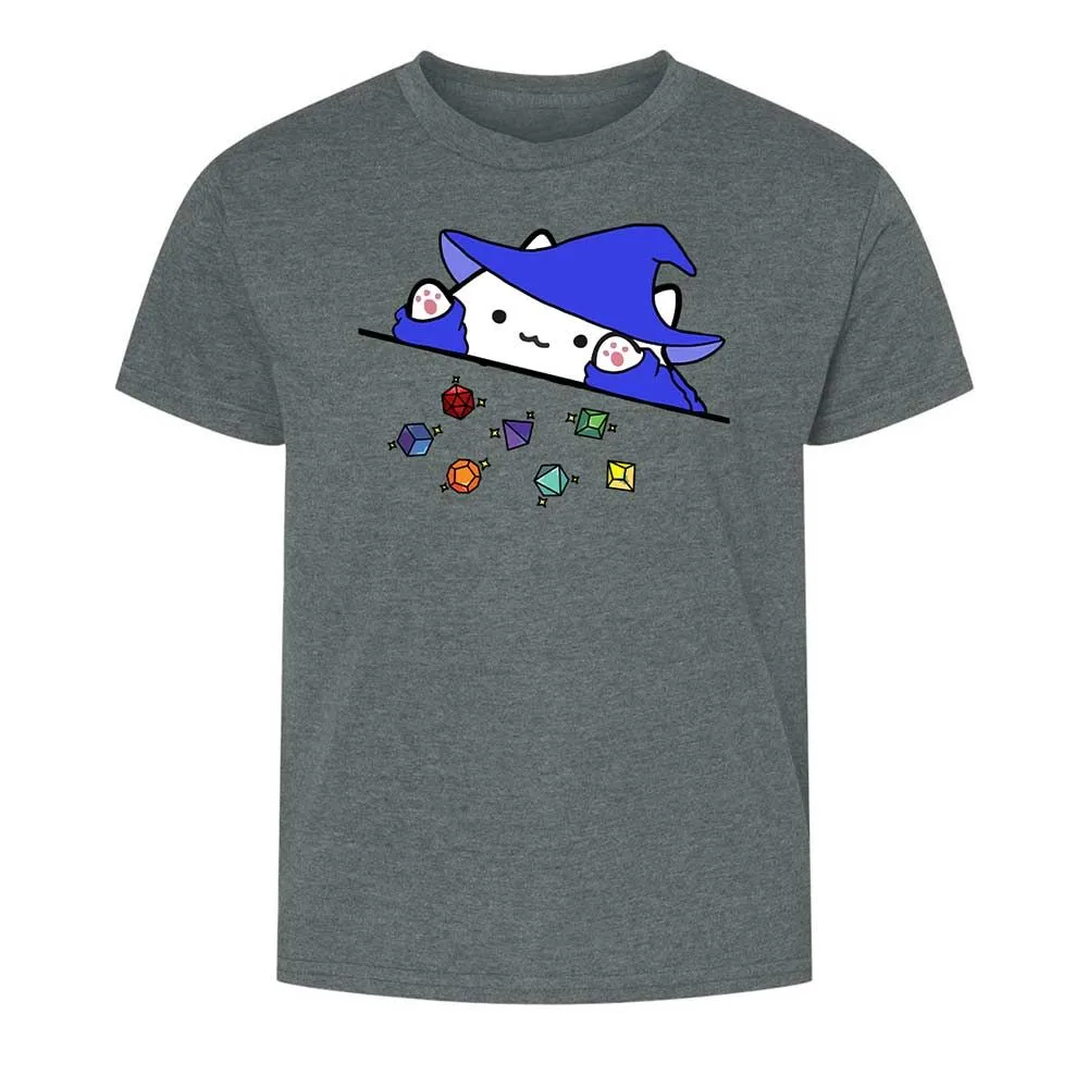 Cat Throws Dices Kids T-Shirt - Dark Heather - 16