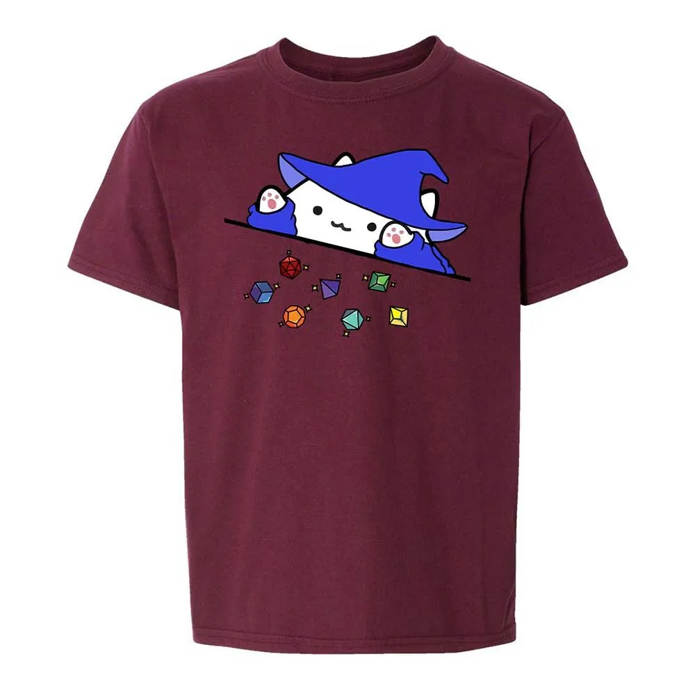 Cat Throws Dices Kids T-Shirt - Maroon - 19