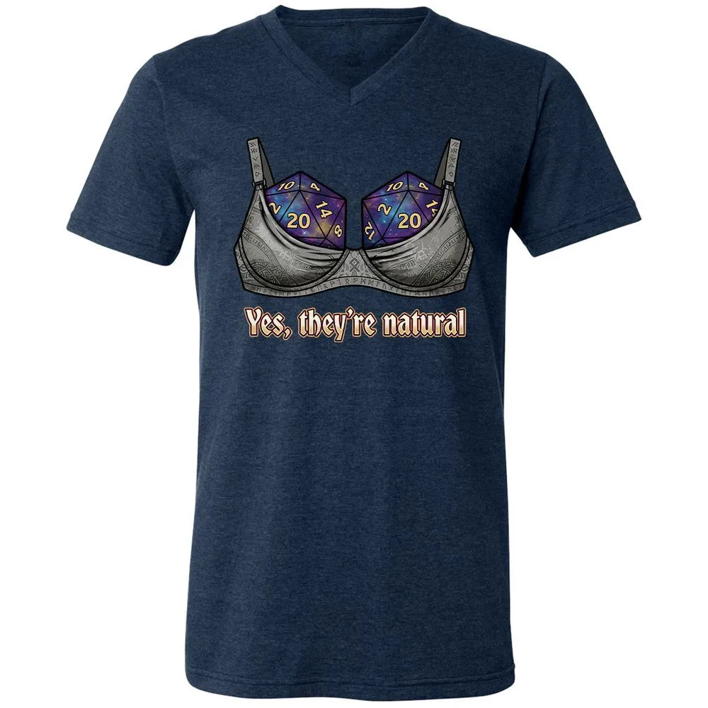 They Are Natural Nat20 Unisex V-Neck T-Shirt - Heather Navy - 3