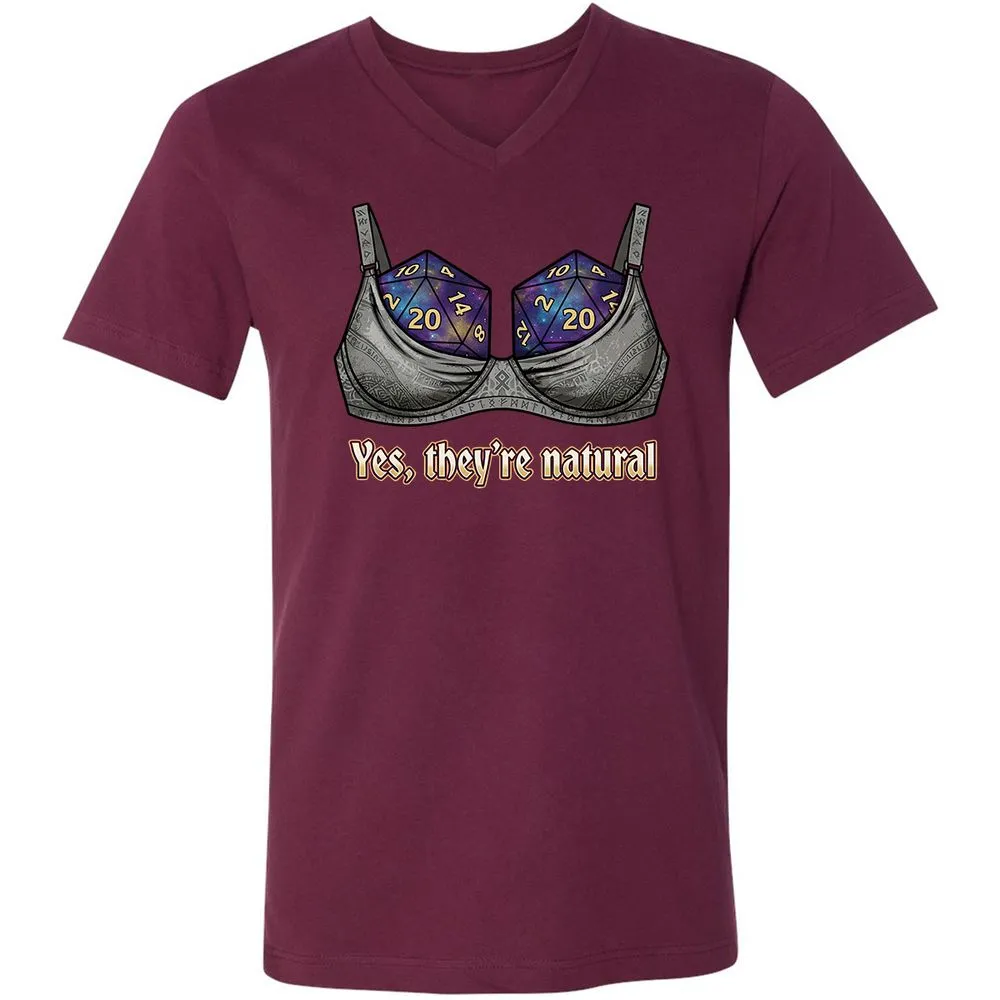 They Are Natural Nat20 Unisex V-Neck T-Shirt - Maroon - 8