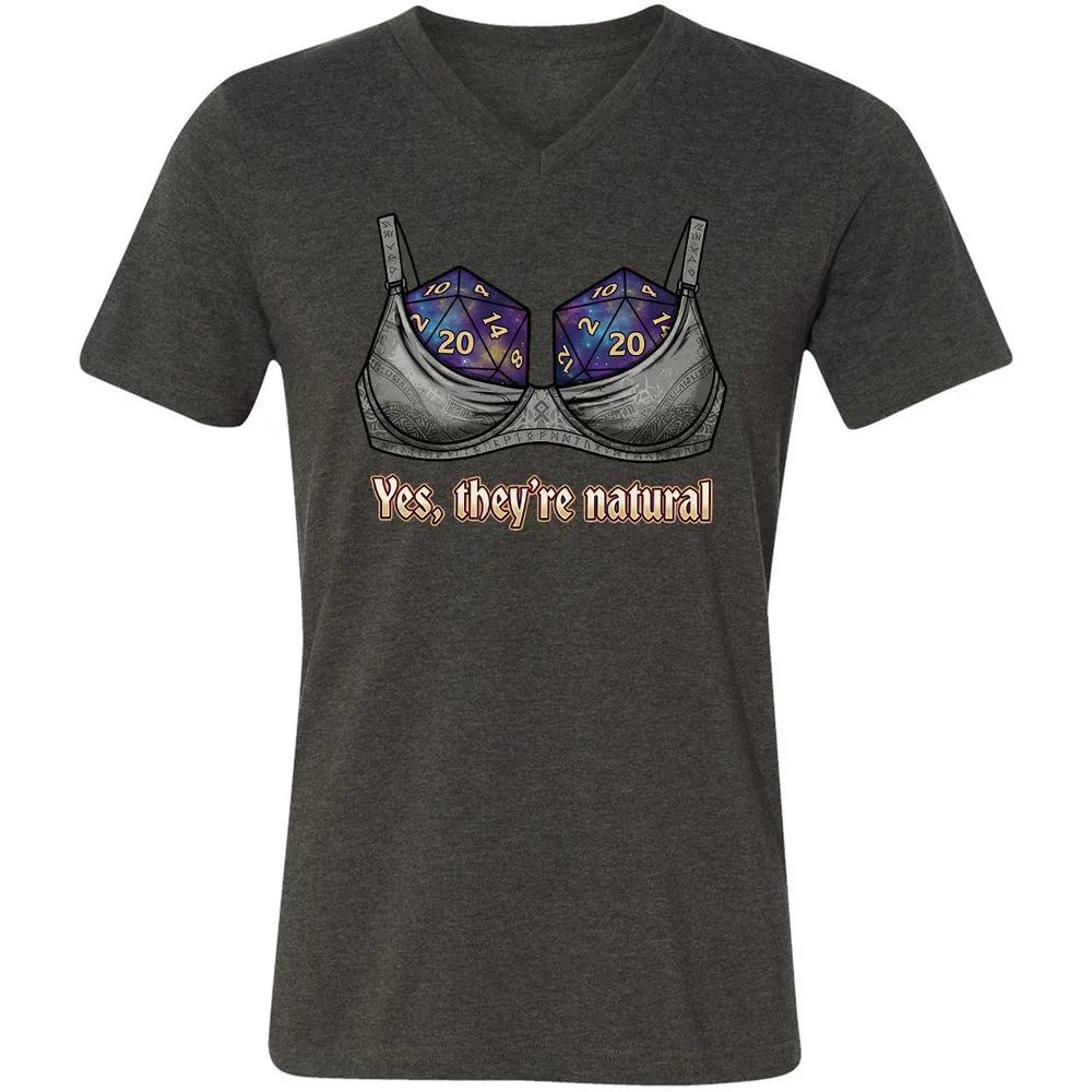 They Are Natural Nat20 Unisex V-Neck T-Shirt - Dark Grey Heather - 9