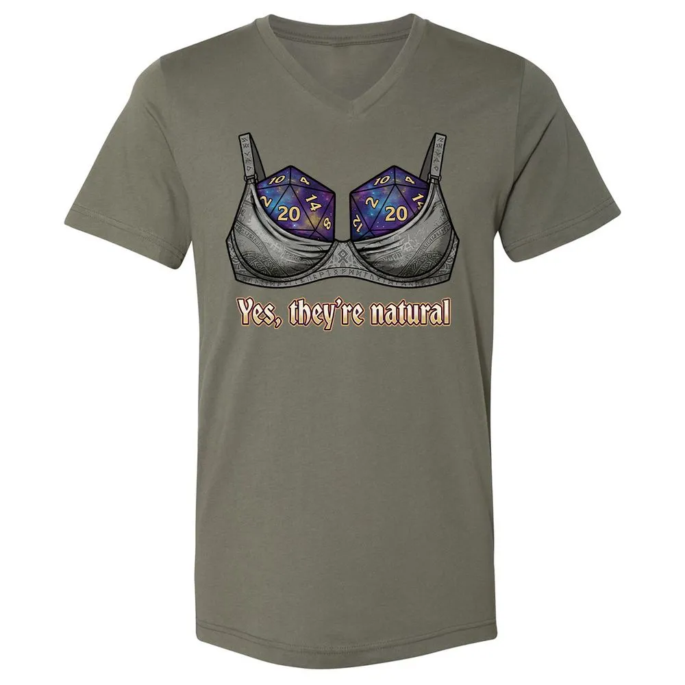 They Are Natural Nat20 Unisex V-Neck T-Shirt - Military Green - 11