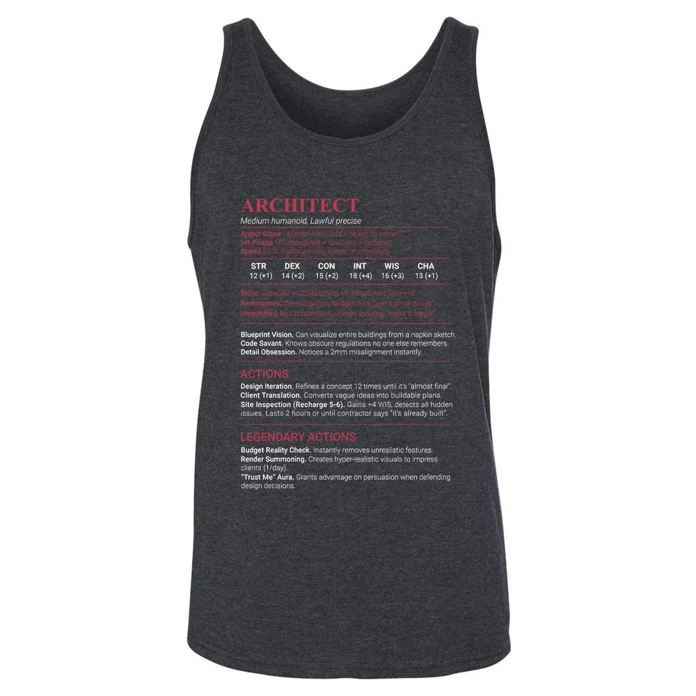Architect Stats Unisex Jersey Tank - Dark Grey Heather - 5