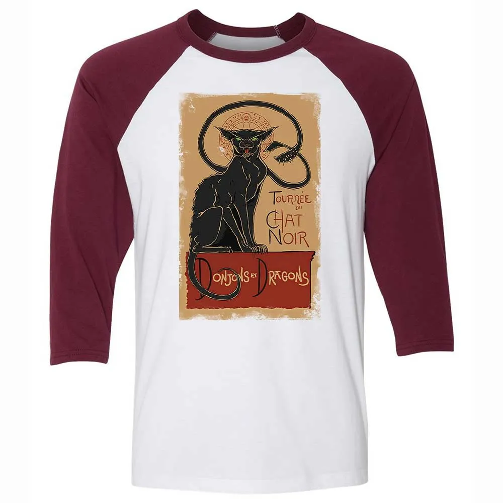 Tournee Du Chat Noir Unisex 3/4 Baseball Tee - White/Maroon - 7