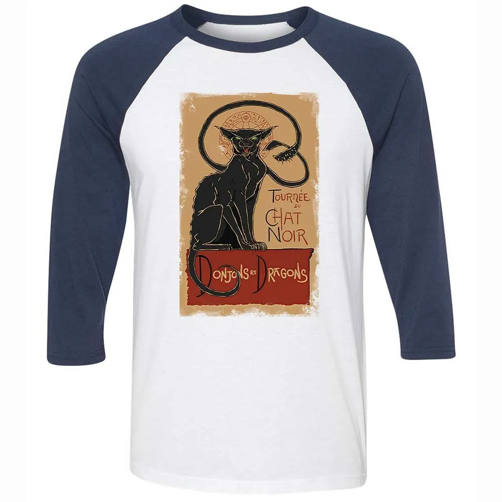 Tournee Du Chat Noir Unisex 3/4 Baseball Tee - White/Navy - 8