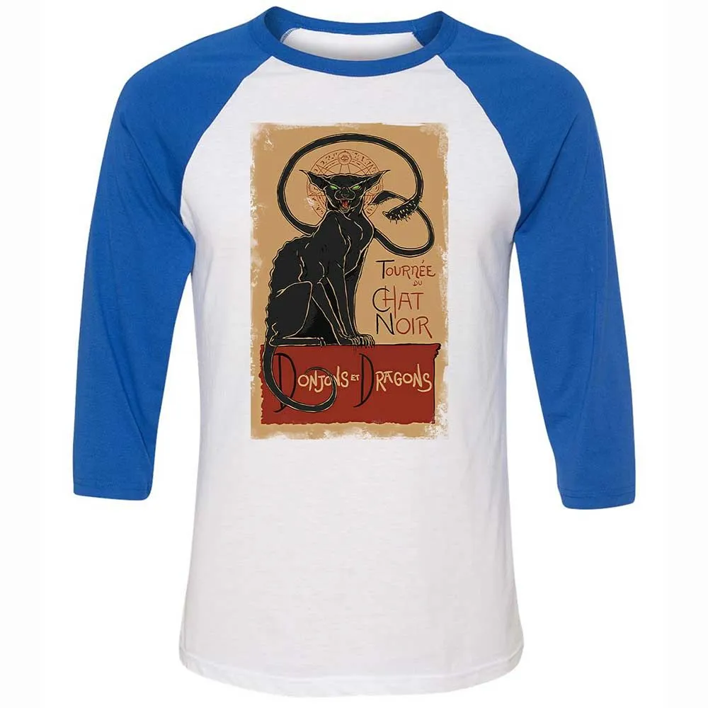 Tournee Du Chat Noir Unisex 3/4 Baseball Tee - White/True Royal - 10