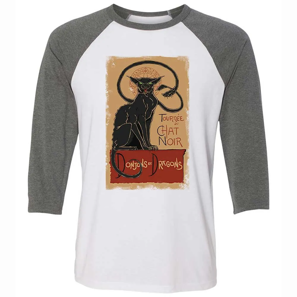 Tournee Du Chat Noir Unisex 3/4 Baseball Tee - White/Deep Heather - 11