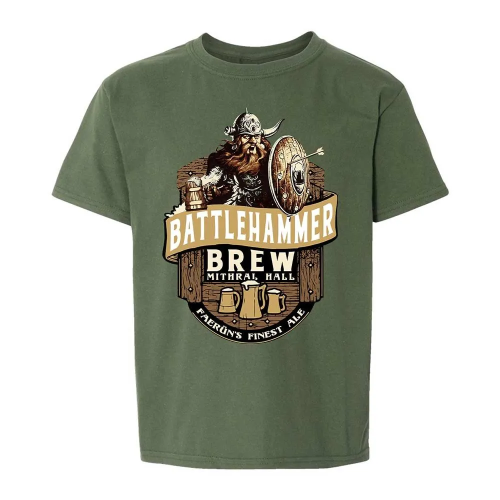 Battlehammer Brew Kids T-Shirt - Military Green - 19