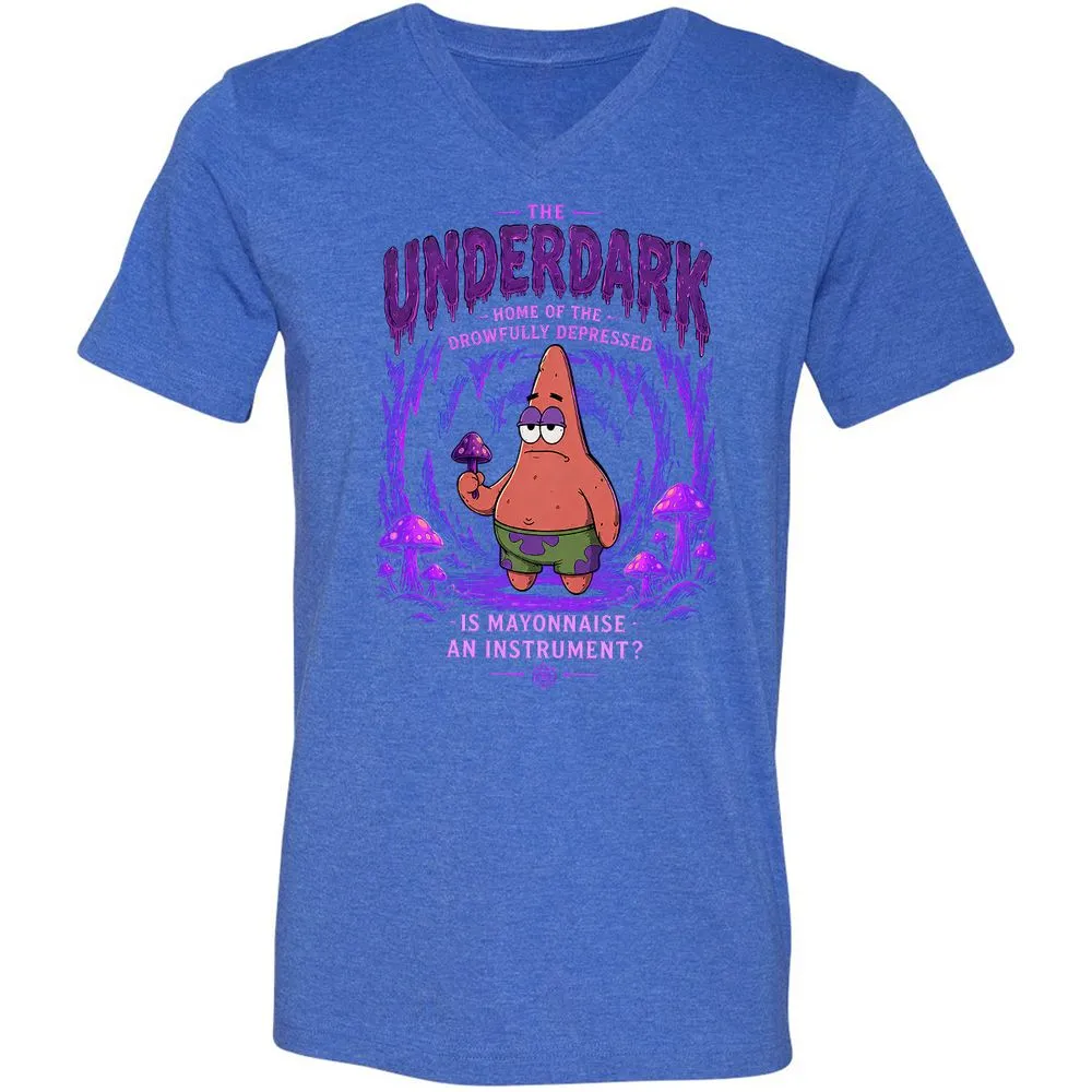 The Underdark Unisex V-Neck T-Shirt - Heather True Royal - 5