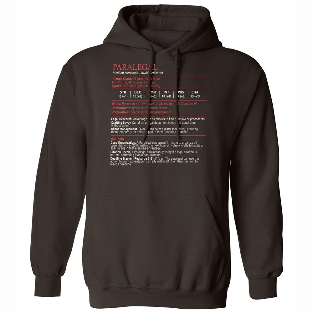 Paralegal Stats Block Classic Unisex Hoodie - Dark Chocolate - 6