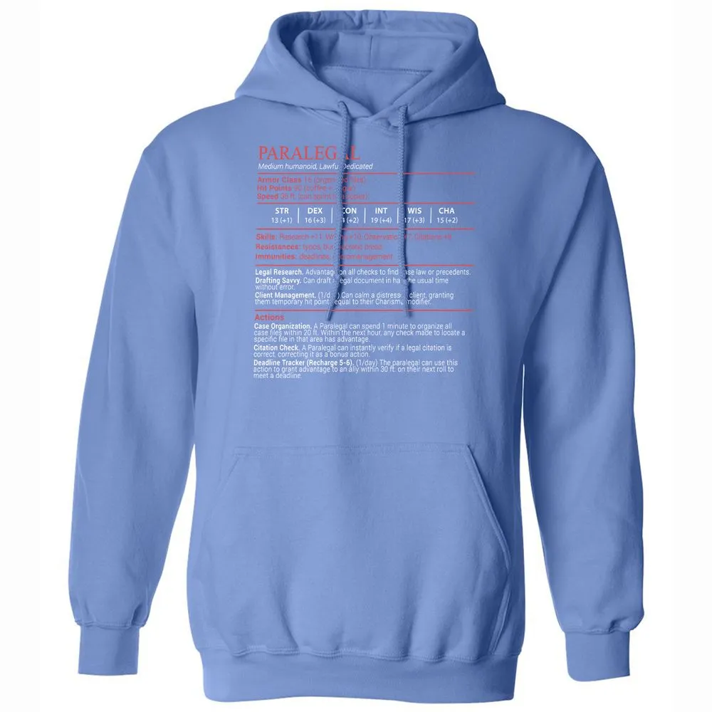Paralegal Stats Block Classic Unisex Hoodie - Carolina Blue - 16
