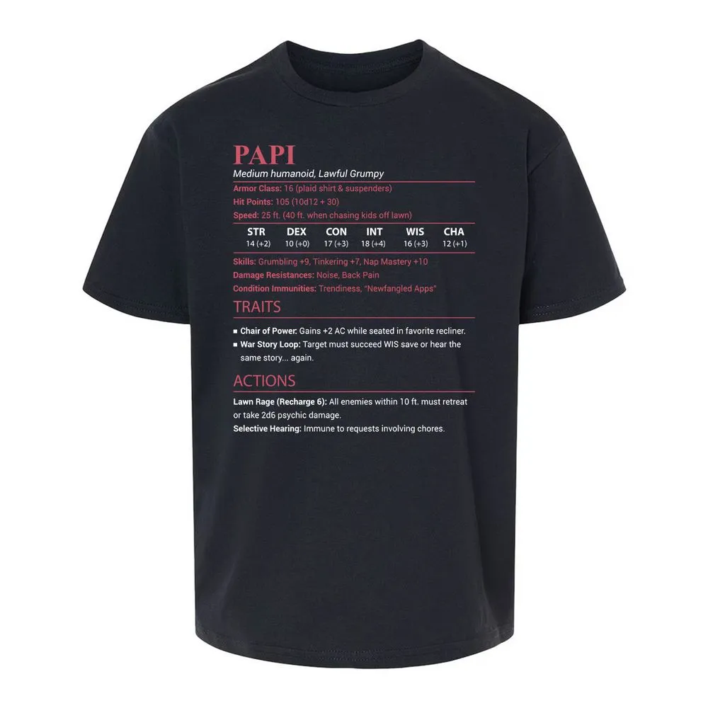 Papi Stats Kids T-Shirt - Black - 1