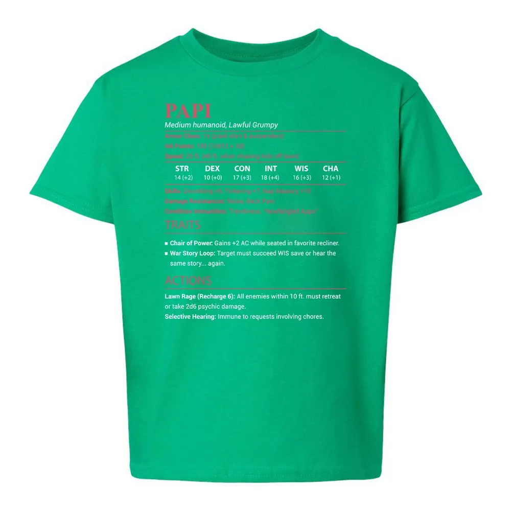 Papi Stats Kids T-Shirt - Irish Green - 16