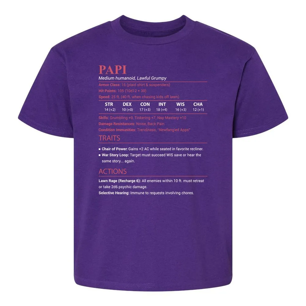 Papi Stats Kids T-Shirt - Purple - 17