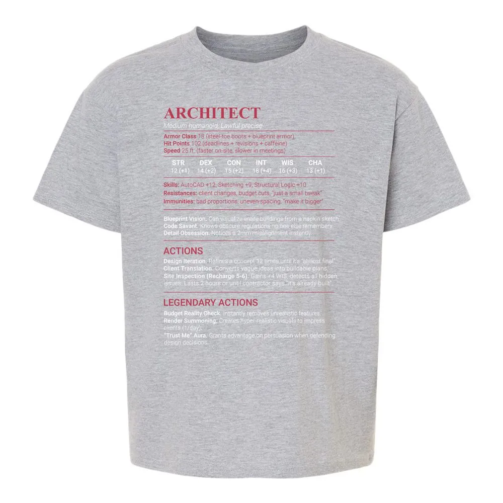 Architect Stats Kids T-Shirt - Sport Grey - 3
