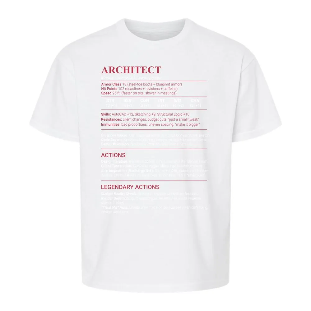 Architect Stats Kids T-Shirt - White - 5
