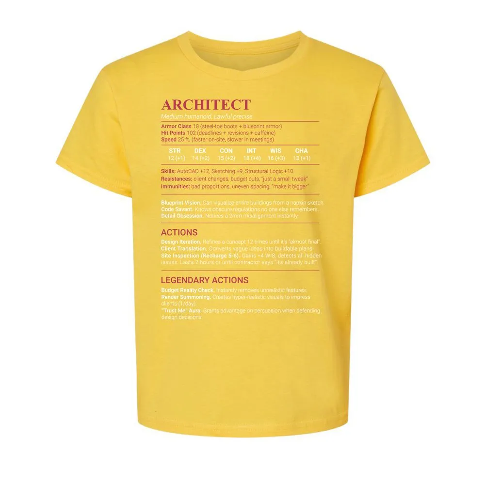 Architect Stats Kids T-Shirt - Daisy - 15