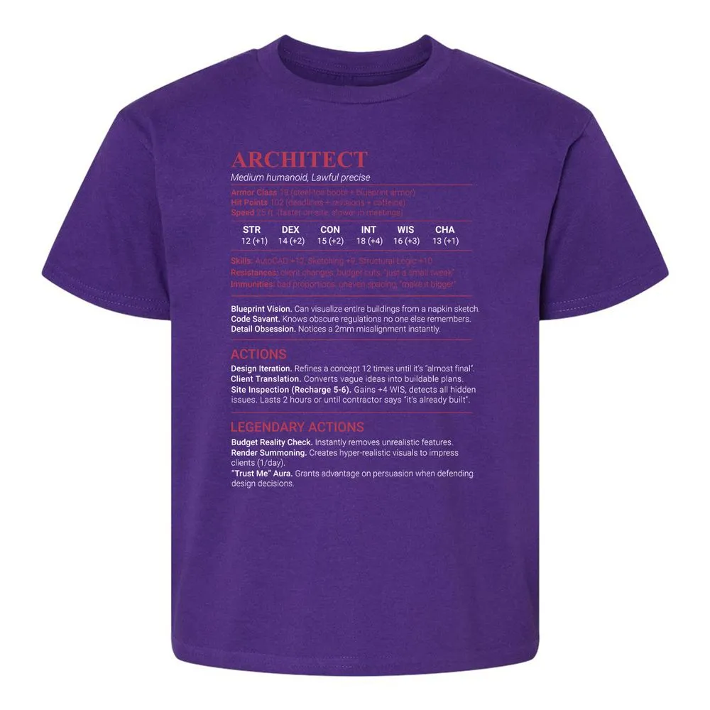 Architect Stats Kids T-Shirt - Purple - 17