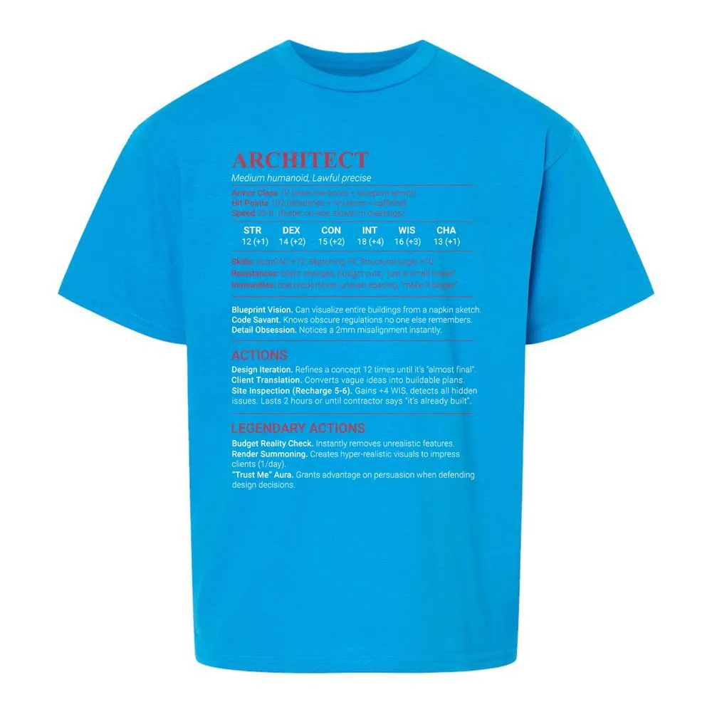 Architect Stats Kids T-Shirt - Sapphire - 18