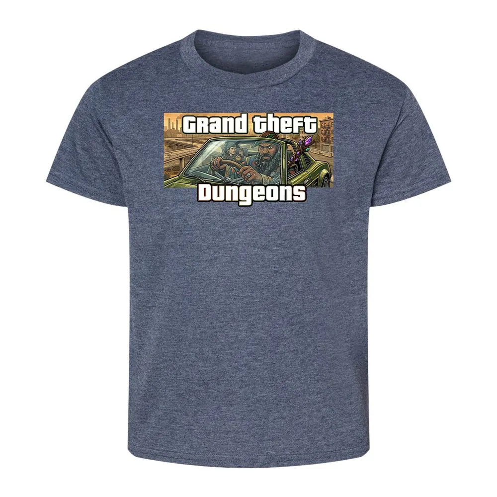 Grand Theft Dungeons Kids T-Shirt - Heather Navy - 9