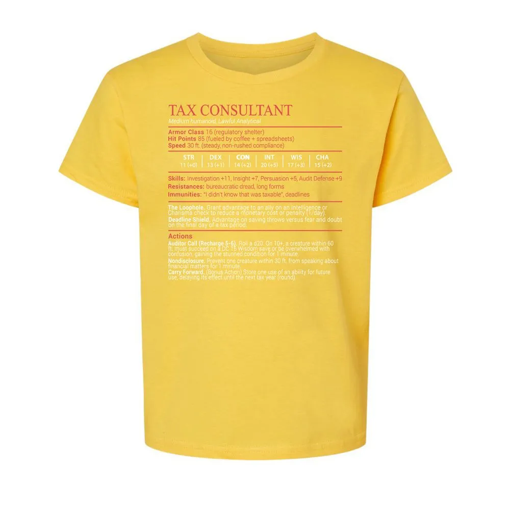 Tax Consultant Stats Block Kids T-Shirt - Daisy - 15