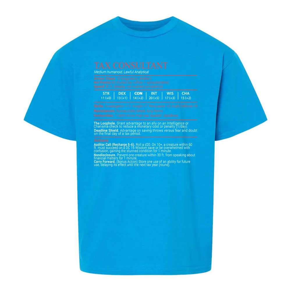 Tax Consultant Stats Block Kids T-Shirt - Sapphire - 18