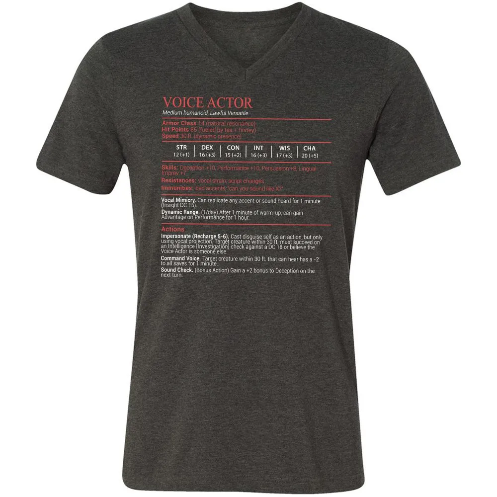 Voice Actor Stats Block - Dark Grey Heather - 9
