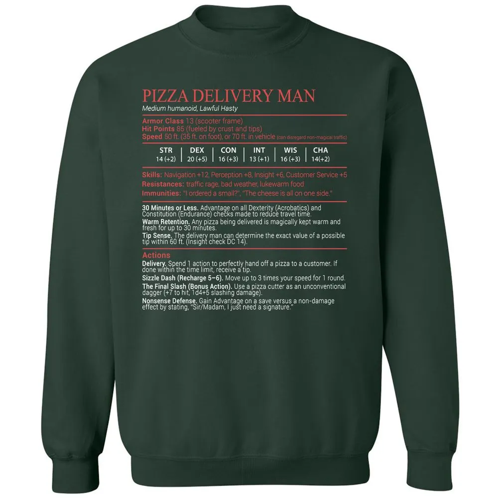 Pizza Delivery Man Stats Block - Forest Green - 5