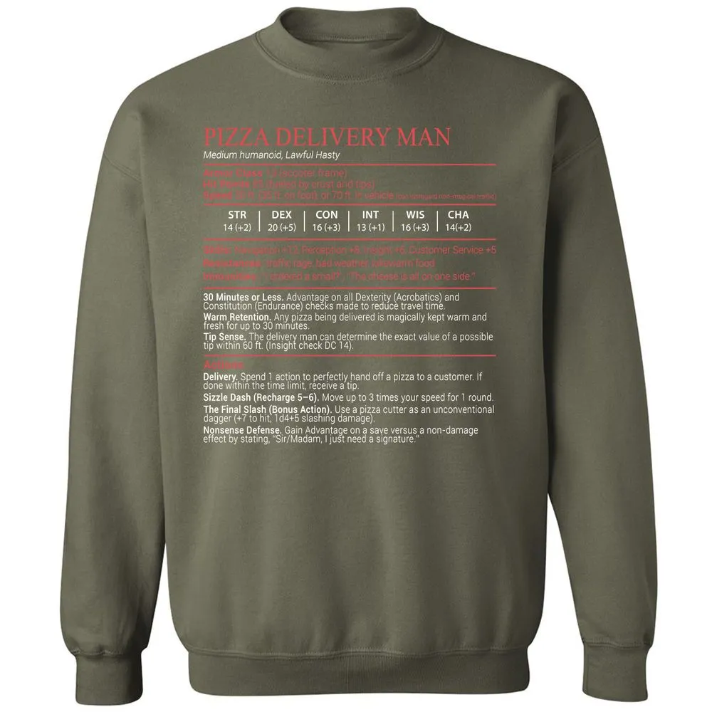 Pizza Delivery Man Stats Block - Military Green - 9